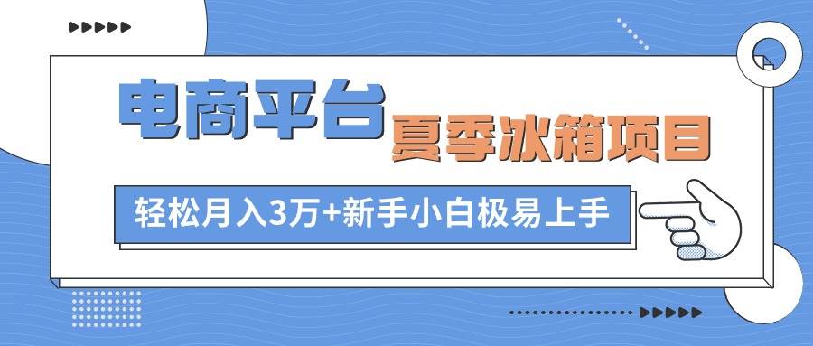 电商平台夏季冰箱项目，轻松月入3万+，新手小白极易上手-优优资源网