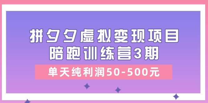 某收费培训《拼夕夕虚拟变现项目陪跑训练营3期》单天纯利润50-500元-优优资源网