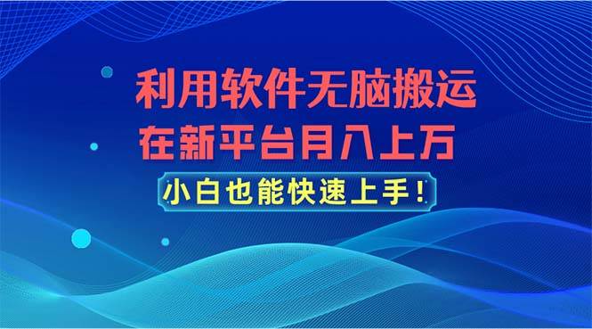 利用软件无脑搬运，在新平台月入上万，小白也能快速上手-优优资源网