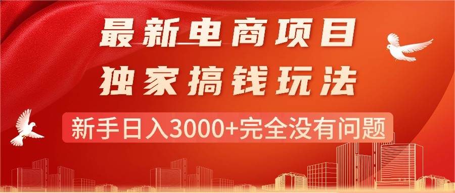 最新电商项目-搞钱玩法，新手日入3000+完全没有问题-优优资源网