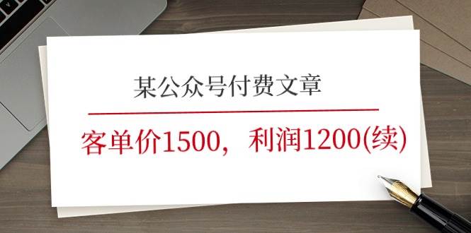 某公众号付费文章《客单价1500，利润1200(续)》市场几乎可以说是空白的-优优资源网