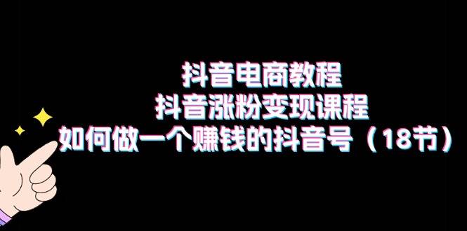 抖音电商教程：抖音涨粉变现课程：如何做一个赚钱的抖音号（18节）-优优资源网