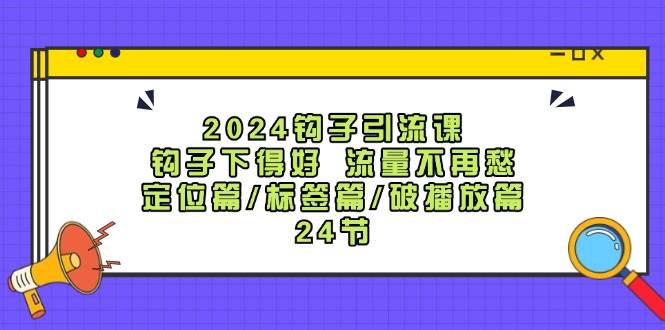2024钩子·引流课：钩子下得好 流量不再愁，定位篇/标签篇/破播放篇/24节-优优资源网