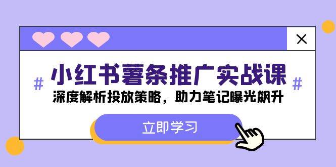 小红书-薯 条 推 广 实战课：深度解析投放策略，助力笔记曝光飙升-优优资源网