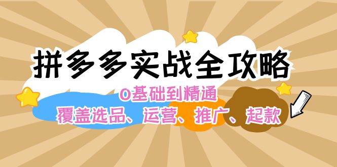 拼多多实战全攻略：0基础到精通，覆盖选品、运营、推广、起款-优优资源网