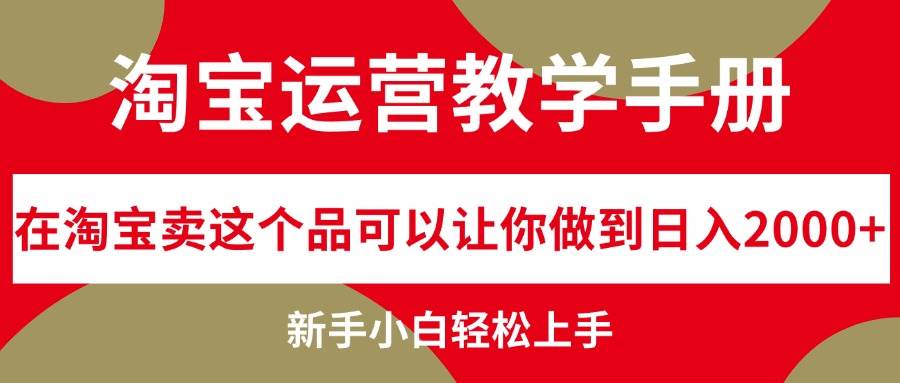 淘宝运营教学手册，在淘宝卖这个品可以让你做到日入2000+，新手小白轻...-优优资源网