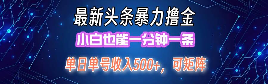 最新暴力头条掘金日入500+，矩阵操作日入2000+ ，小白也能轻松上手！-优优资源网