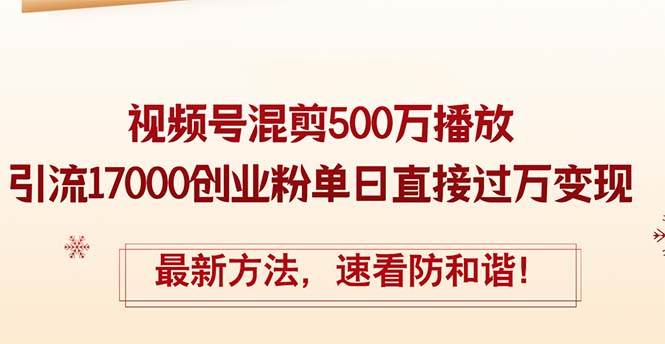 精华帖视频号混剪500万播放引流17000创业粉，单日直接过万变现，最新方...-优优资源网